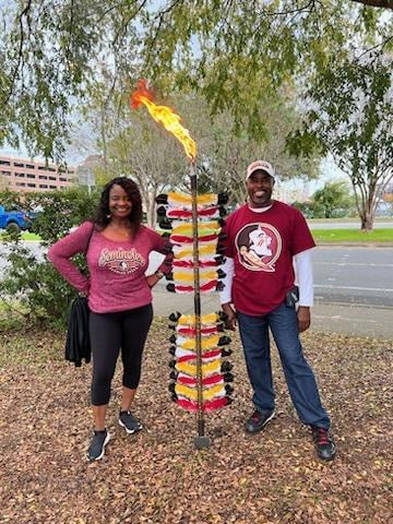 Big Traditional Seminole Spear with torch local pickup or pick up at any home game online only special $199